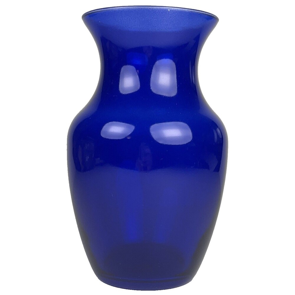 Vintage Indiana Glass Anchor Hocking Cobalt Blue 8" Flared Rim Urn Flower Vase